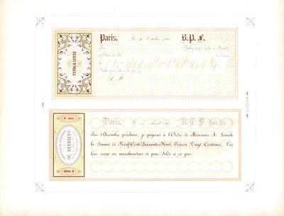 Modelos de formulários para notas promissórias em tons de amarelo e cor-de-rosa (imprimir) de Charles Derriey