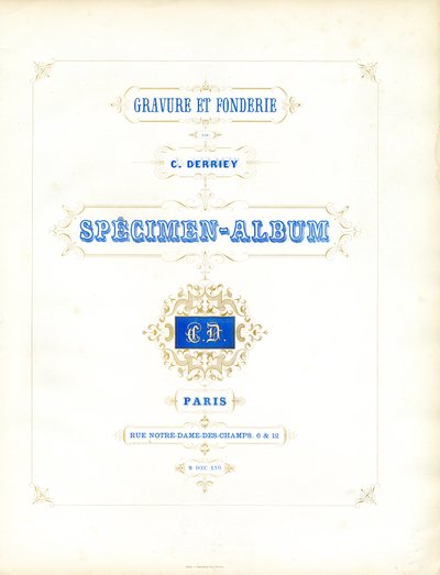 Página de título do Livro de Espécimes de Tipo Derriey (impressão) de Charles Derriey