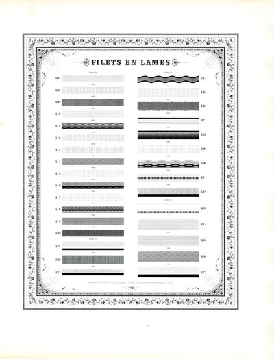 Regras decorativas tipográficas com rebordo floral (impressão) de Charles Derriey