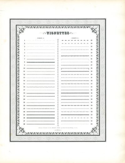 Folha de Catálogo de Espécimes de Vinhetas 1 (imprimir) de Charles Derriey