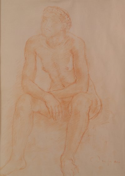Nua sentada (giz vermelho sobre papel) de Charles Despiau