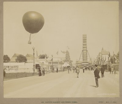 Balão cativo e roda gigante, Exposição Mundial da Colômbia, Chicago de Charles Dudley Arnold