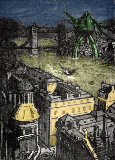 Ilustração do Sr. Dudouyt para o romance de Herbert George Wells (1866-1946) "The War of the Worlds". de Charles Dudouyt