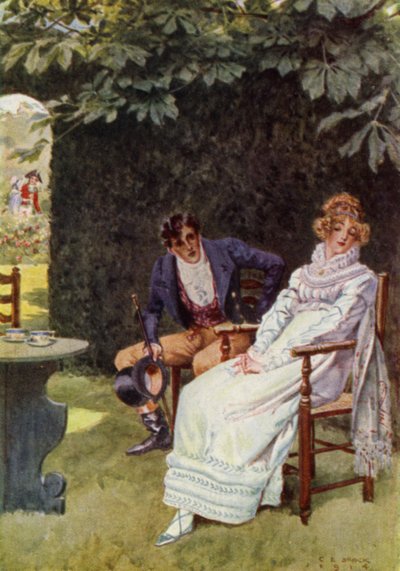 Ilustração para The Amateur Gentleman de Jeffery Farnol (cor litho) de Charles Edmund (after) Brock