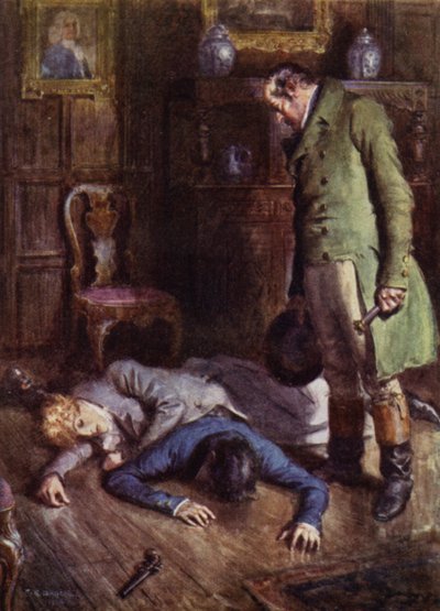 Ilustração para The Amateur Gentleman por Jeffery Farnol (lito colorido) de Charles Edmund (after) Brock