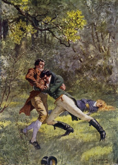 Ilustração para The Amateur Gentleman por Jeffery Farnol (lito colorido) de Charles Edmund (after) Brock