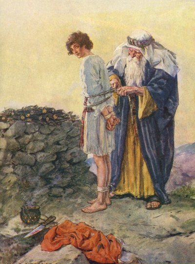Abraão liga Isaque como um sacrifício de Charles Edmund Brock