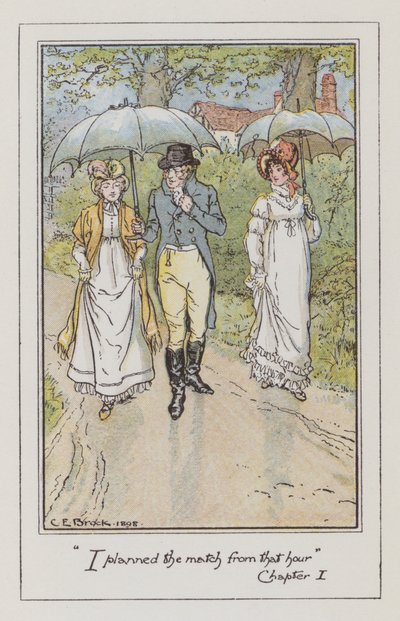 Ilustração para Emma de Jane Austen (cor litho) de Charles Edmund Brock