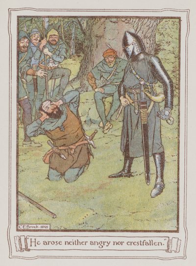 Ilustração para Ivanhoe de Sir Walter Scott (cor litho) de Charles Edmund Brock