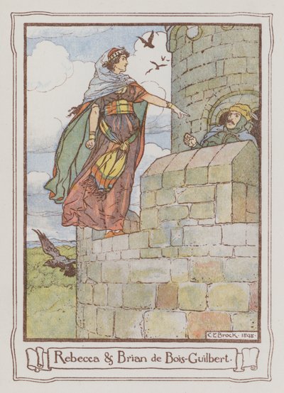 Ilustração para Ivanhoe de Sir Walter Scott (cor litho) de Charles Edmund Brock
