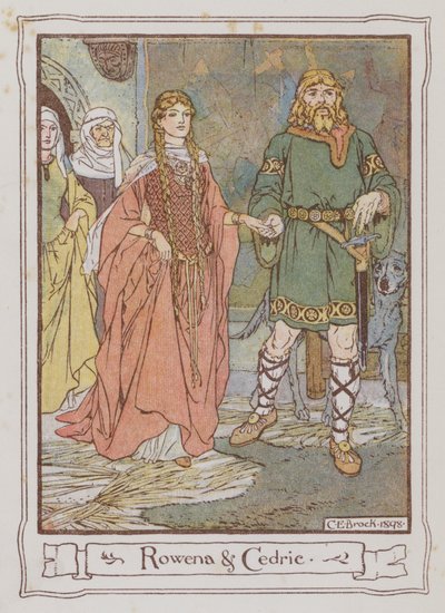 Ilustração para Ivanhoe de Sir Walter Scott (cor litho) de Charles Edmund Brock