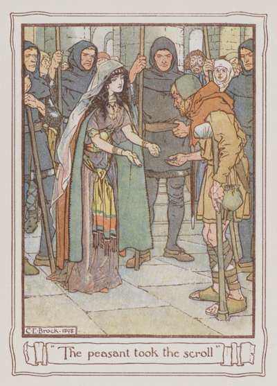 Ilustração para Ivanhoe de Sir Walter Scott (cor litho) de Charles Edmund Brock