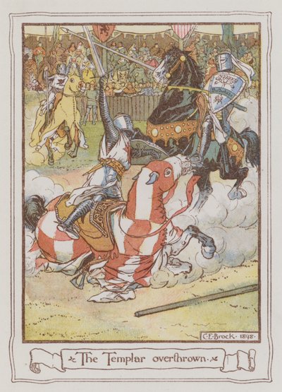 Ilustração para Ivanhoe de Sir Walter Scott (cor litho) de Charles Edmund Brock