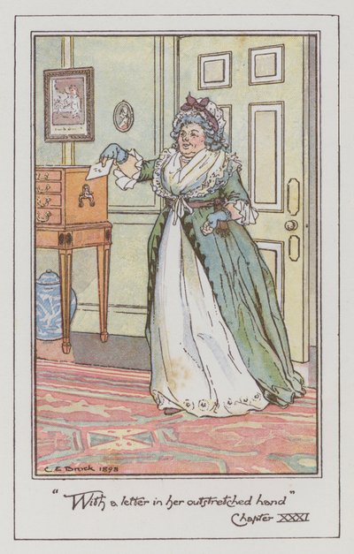 Ilustração para Sentido e Sensibilidade por Jane Austen (cor litho) de Charles Edmund Brock