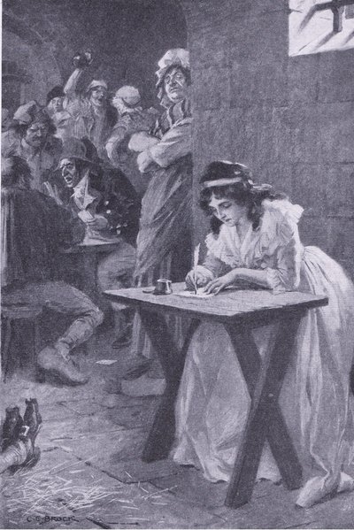 Madame Roland escreve à sua filha, de My Magazine, pub.1922 (litho) de Charles Edmund Brock
