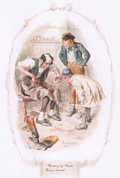 &39;Mending by Master Keep ele&39;, de &39;Our Village&39; por Mary Russell Mitford de Charles Edmund Brock