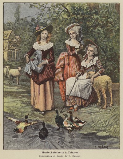 Maria Antonieta no Trianon (cor litho) de Charles Edouard Delort