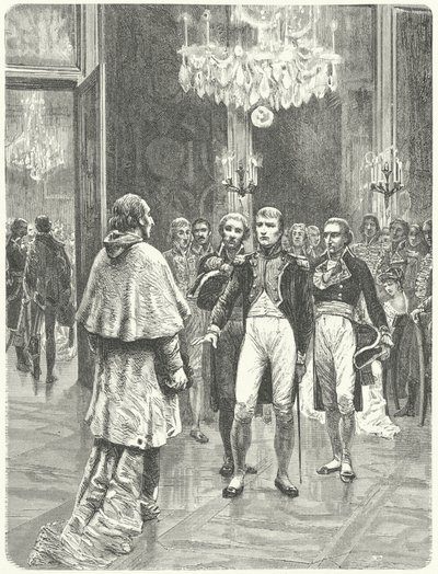 Napoleão recebe o Cardeal Ercole Consalvi no Palácio Tuileries, Paris de Charles Edouard Delort
