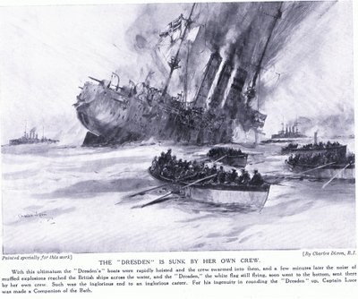 O Dresden é afundado por sua própria tripulação em março de 1915 de Charles Edward Dixon