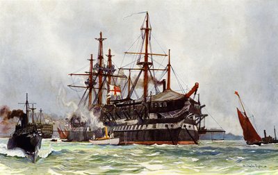 O Velho Implacável (Duguay Trouin) em Devonport, 1901 de Charles Edward Dixon