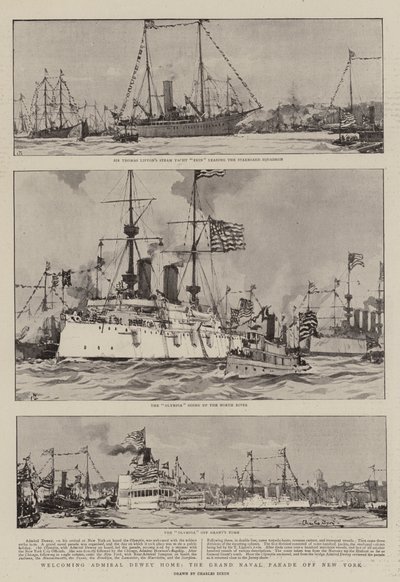 Congratulando-se com o Almirante Dewey Home, o Grand Naval Parade de Nova York de Charles Edward Dixon