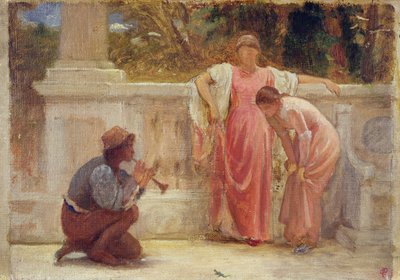 O lagarto verde, 1902 (lápis e óleo a bordo) de Charles Edward Perugini