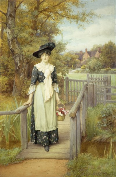 A Country Beauty (w - c sobre lápis com guache no papel) de Charles Edward Wilson