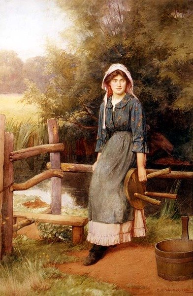 Na Stile: Uma Milkmaid de Charles Edward Wilson
