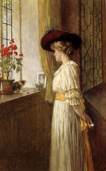 Sra. C A Smith, Kitten e Geranium (aguarela sobre papel) de Charles Edward Wilson