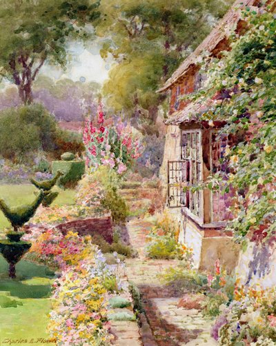 Jardim da mansão dos reis em East Hendred, Oxon de Charles Edwin Flower