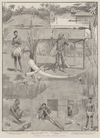 Cenas no Congo, na África de Charles Edwin Fripp