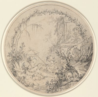 Três Putti com uma rede de pesca de Charles Eisen