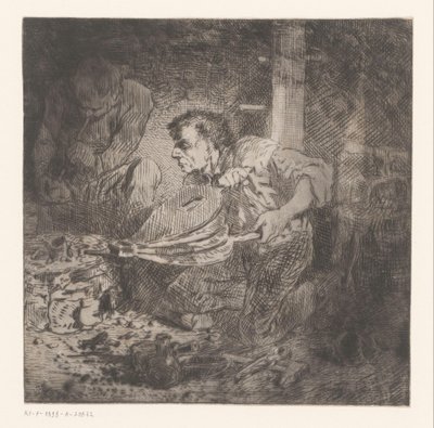 Ferreiro com fole de Charles Emile Jacque (attributed to)
