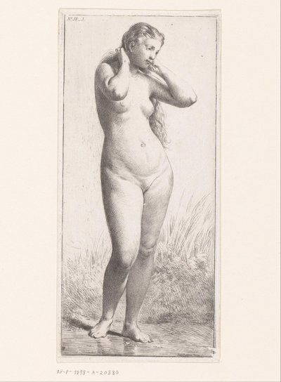mulher nua em pé de Charles Emile Jacque (attributed to)