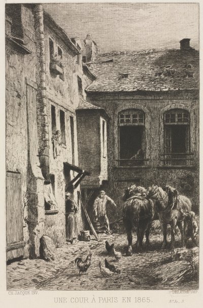Um pátio em Paris de Charles Emile Jacque