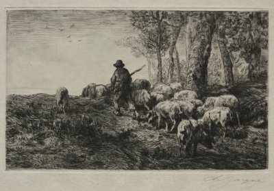 Um rebanho de suínos, 1880. de Charles Emile Jacque
