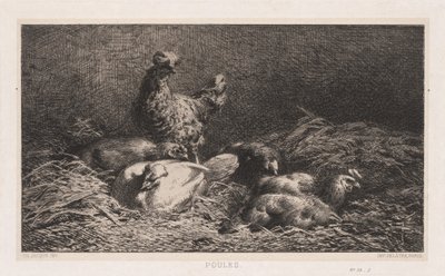 Galinhas Poutes, 1867. de Charles Emile Jacque