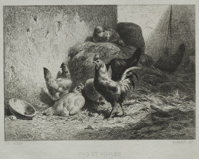 galo e galinhas de Charles Emile Jacque