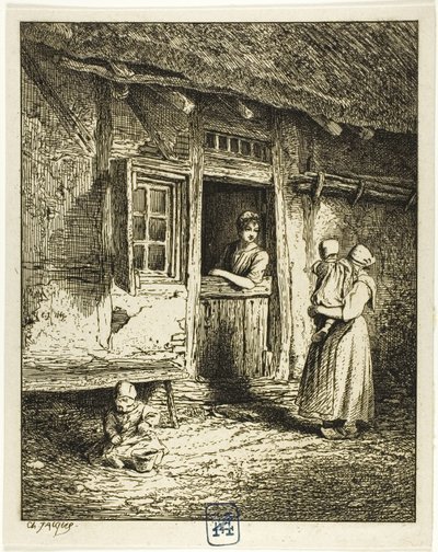 Entrada da casa de um camponês de Charles Emile Jacque