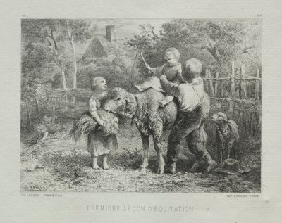 Primeira lição de equitação. de Charles Emile Jacque