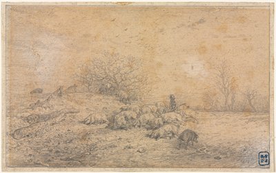 Rebanho de porcos de Charles Emile Jacque
