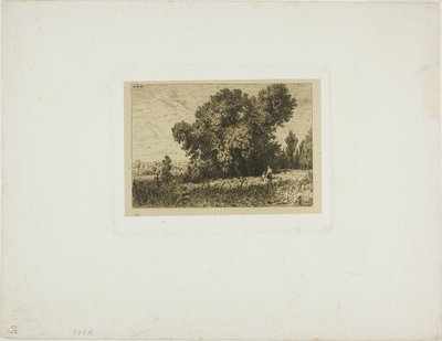 Paisagem da Ilha de Aligre, com duas mulheres de Charles Emile Jacque