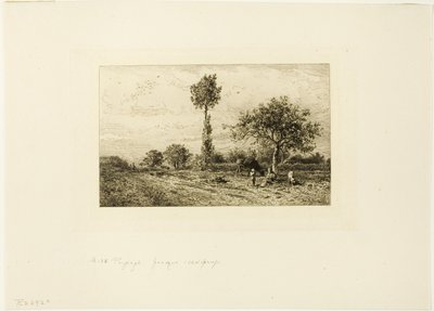 Paisagem com estrada curva de Charles Emile Jacque