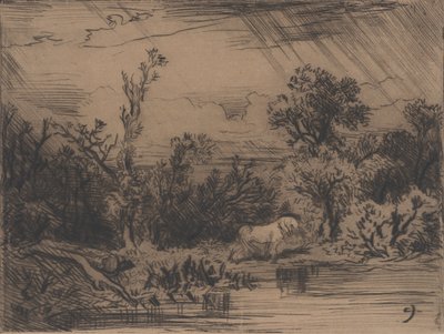 Paisagem com trovoada, 1848. de Charles Emile Jacque