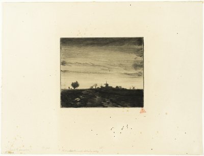 Paisagem com moinhos de vento de Charles Emile Jacque