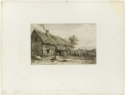 Paisagem com casa camponesa de Charles Emile Jacque