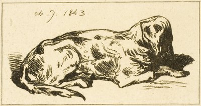 Cão Deitado de Charles Emile Jacque