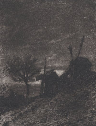 Moinhos em Montmartre, 1846. de Charles Emile Jacque