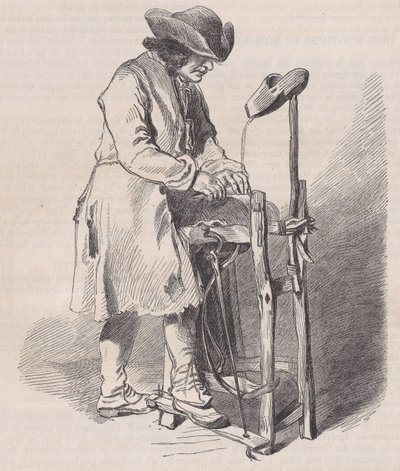 Museu do Louvre, coleção de desenhos, Le Remouleur, de Watteau, de Magasin Pitto..., ca. 1852. de Charles Emile Jacque