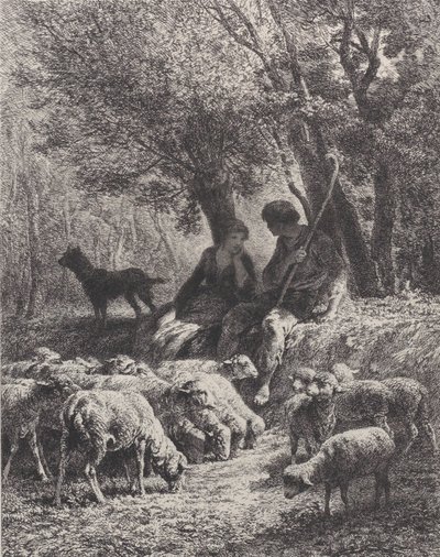 Cena Pastoral, 1864. de Charles Emile Jacque